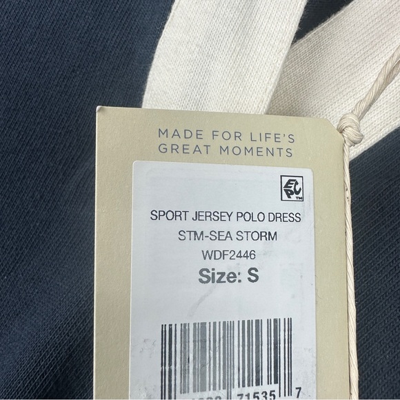 Faherty Sports Jersey Polo Dress Womens Small Long Sleeve Sea Storm Blue Rugby - Picture 11 of 14